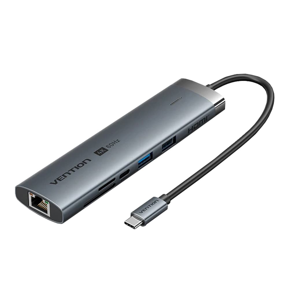 Переходник USB Type-C Vention TGVHB 9-in-1, Gray, BOX
