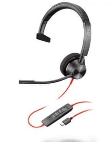 Наушники Poly Blackwire 3310 Monaural Microsoft Teams Certified USB-C Headset +USB-C/A Adapter (8X216AA)