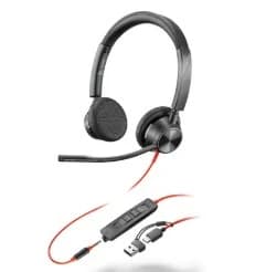 Наушники Poly Blackwire 3325 Stereo USB-C Headset +3.5mm Plug +USB-C/A Adapter (8X221AA)