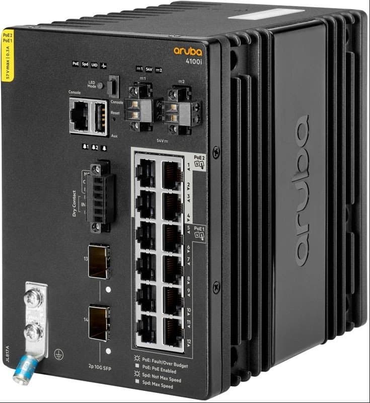 Коммутатор HPE Aruba 4100i 12G CL4/CL6 POE 2SFP+ DIN Switch (JL817A)