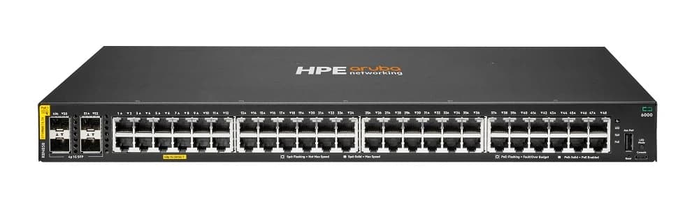 Коммутатор HPE Aruba Networking CX 6000 48p 10M/100M/1G Class4 PoE 4p SFP 1G 370W Switch (R8N85B#ABB)