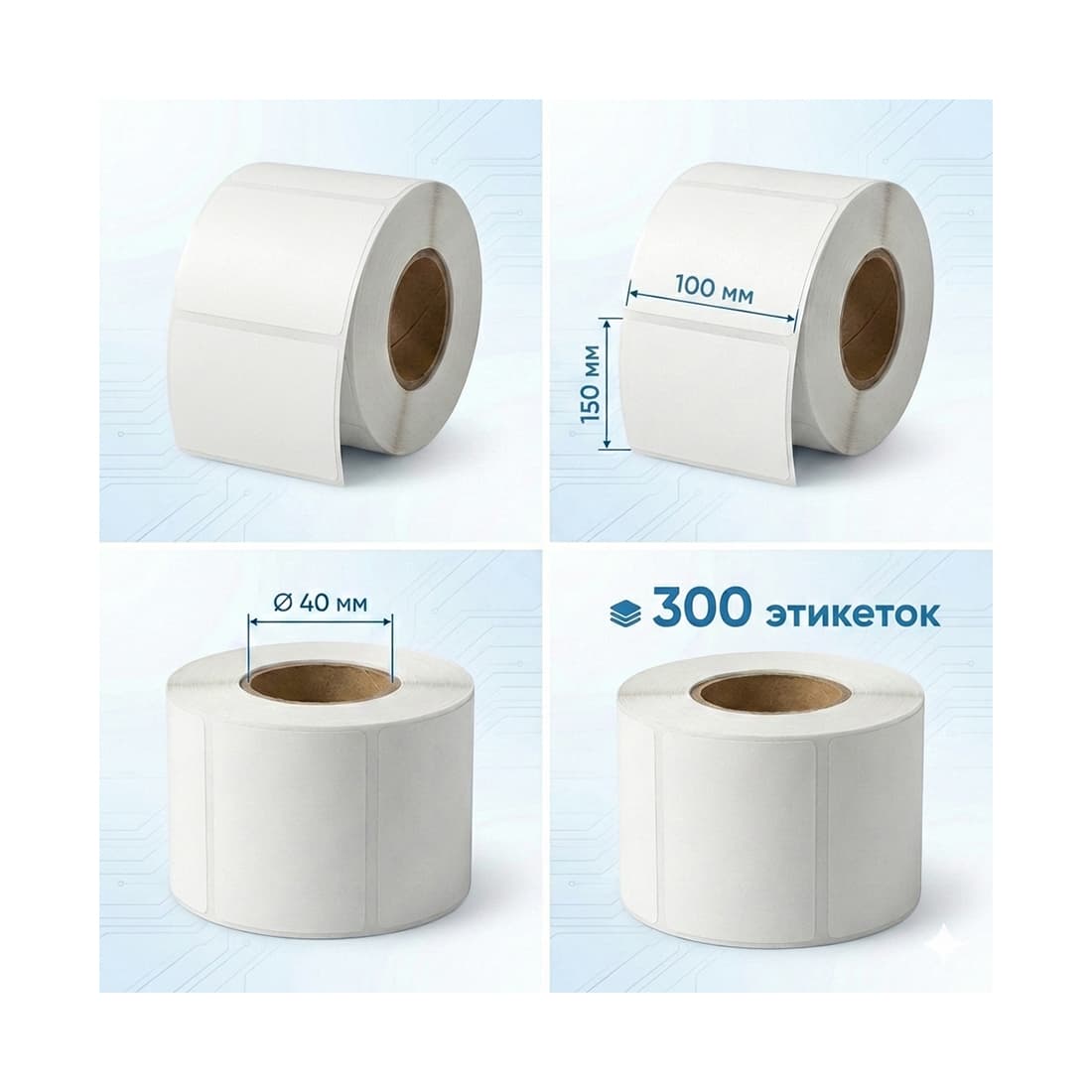 Термоэтикетки в рулоне Europrint EPLE-100.150.300.40 (2 рулона)