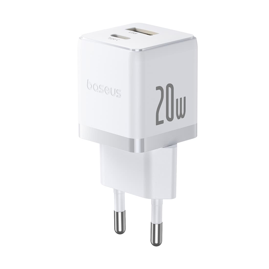 Адаптер питания Baseus Palm C+U 20W EU White ( в комлпекте кабель Type-c) (P10111608213-01)