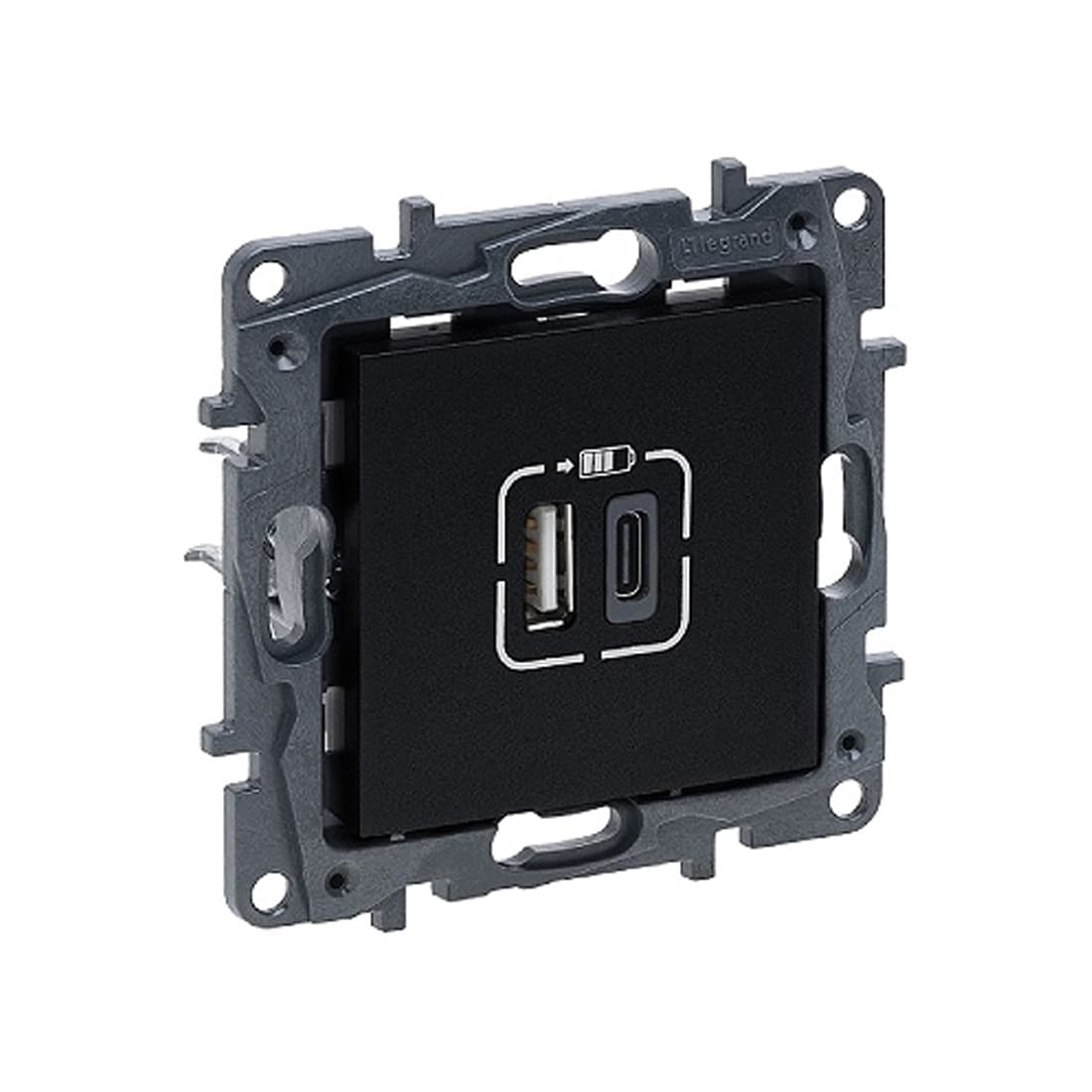 Розетка USB Niloe Step Тип А+C 12Вт+15Вт 5В Чёрный new